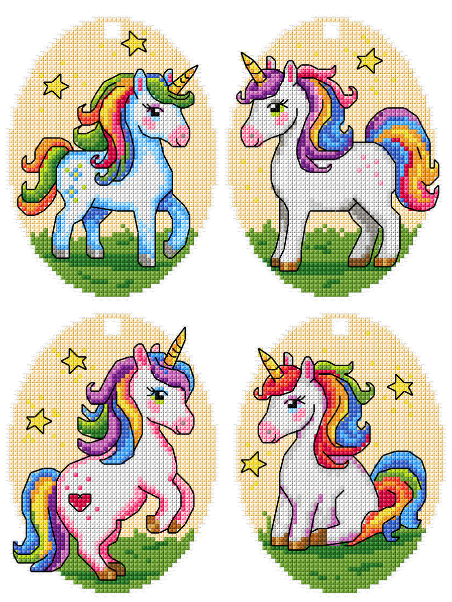 Counted Cross-Stitch Kit Rainbow Unicorns 209CS