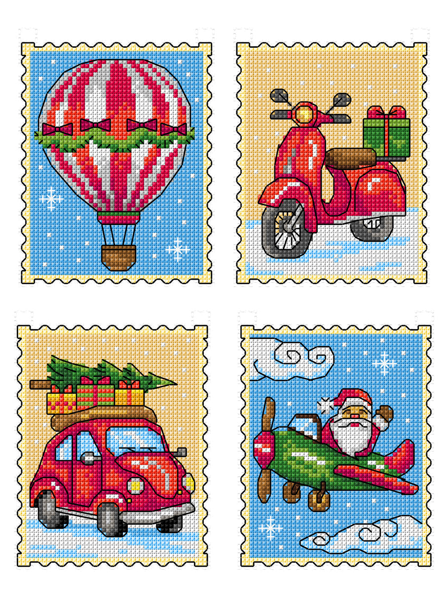 Counted Cross-Stitch Kit Christmas Vehicles 211CS