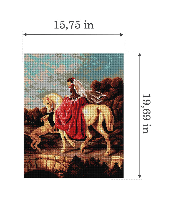 Needlepoint canvas for halfstitch without yarn after Alfred de Dreux - Amazon 2135M