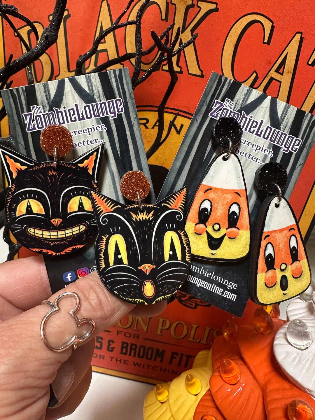 Johanna Parker Black Cat Halloween Earrings