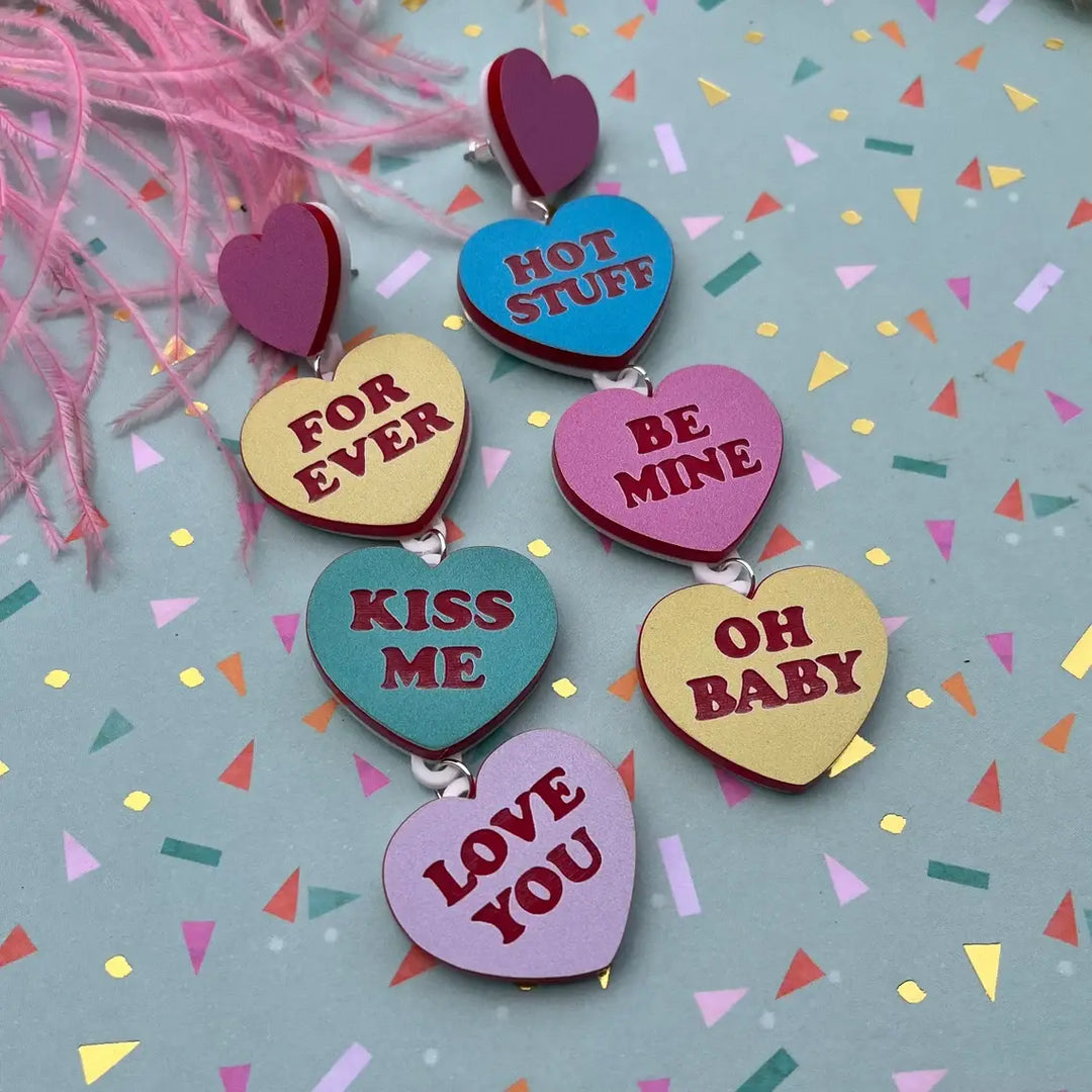Valentine's Day Conversation Heart Statement Earrings