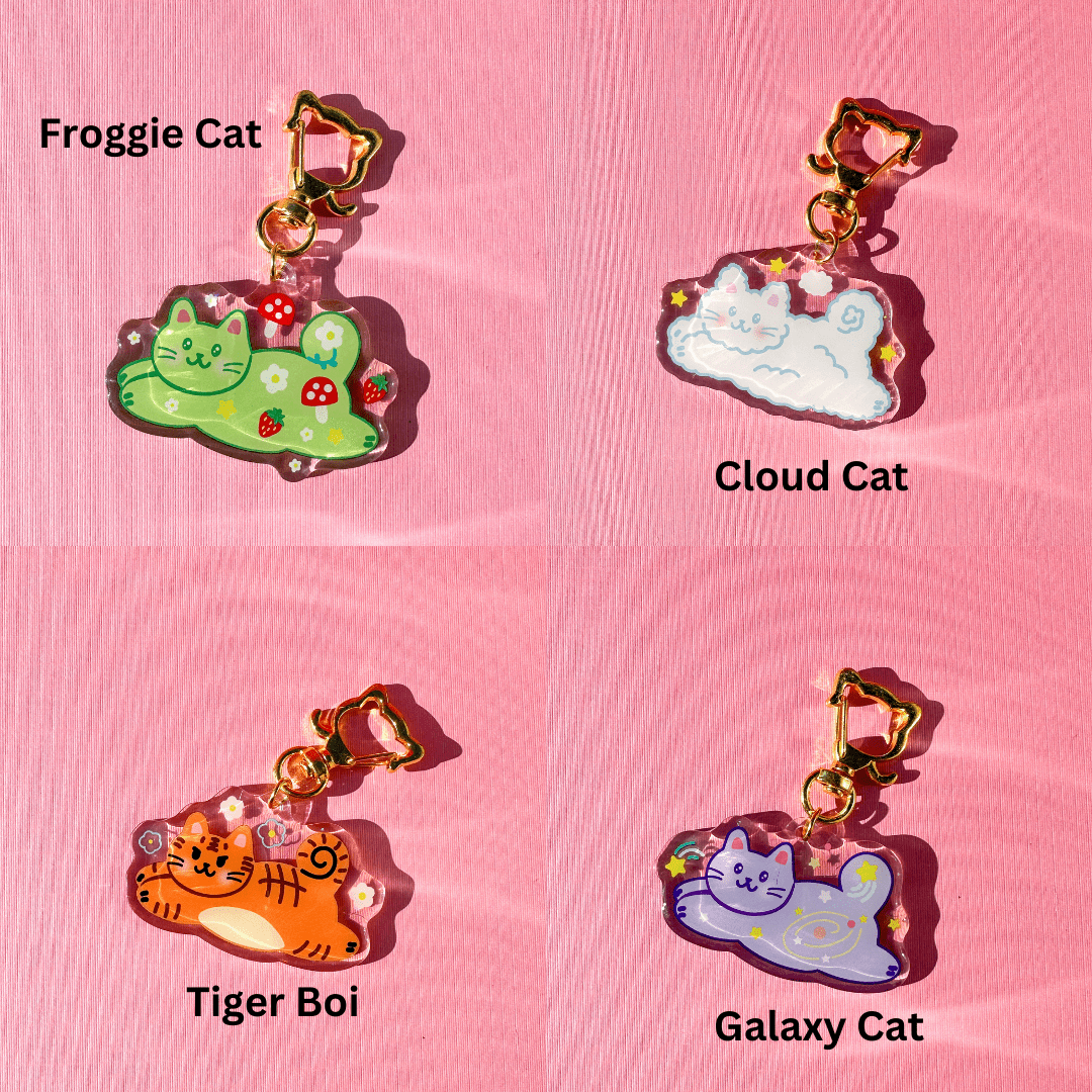 Flying Cat Acrylic Keychain