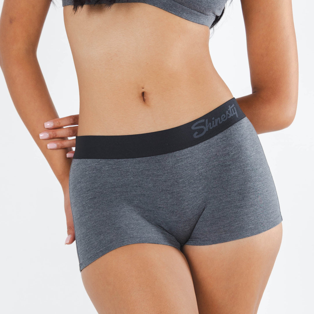 The Basalt | Heather Charcoal Boyshort Underwear with Waistband