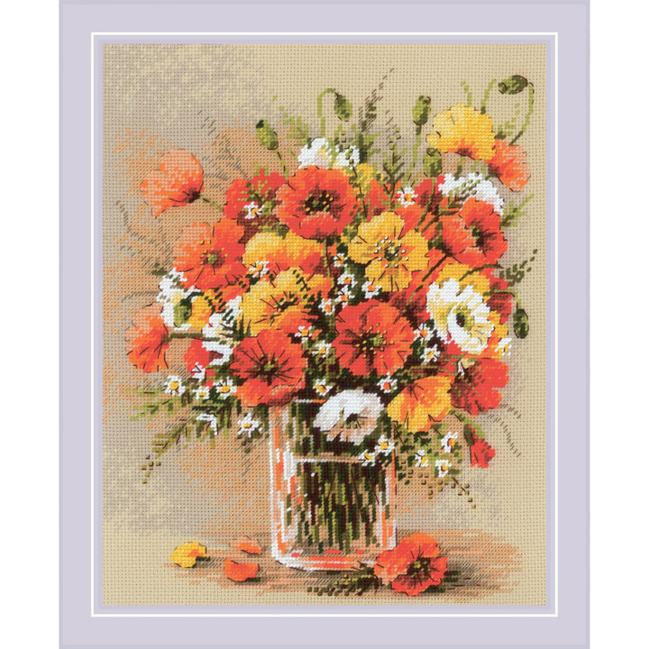 Field Poppies Counted Cross Stitch Kit by Riolis R2306