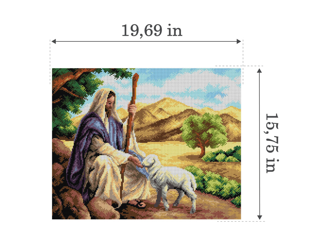 Gobelin canvas for halfstitch without yarn Jesus with a Lamb 2313M