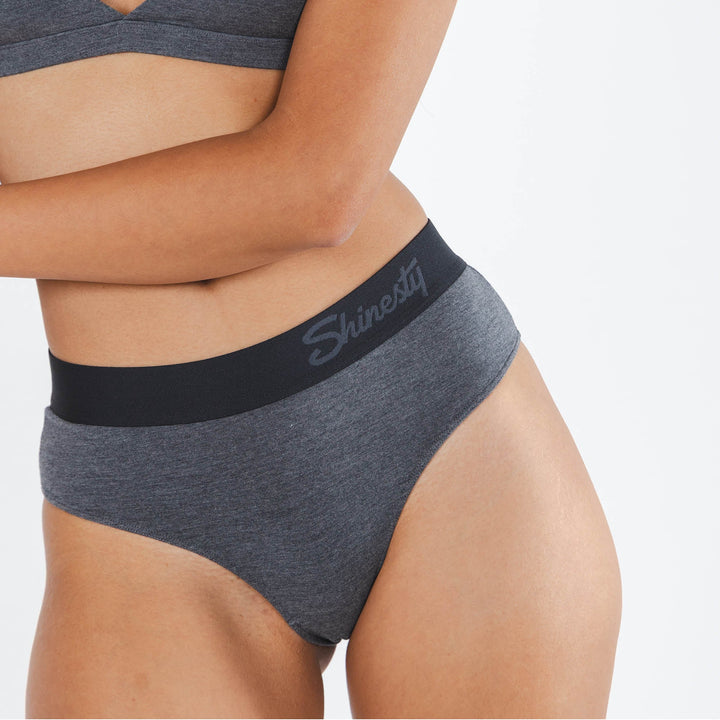 The Basalt | Heather Charcoal Cheeky Underwear with Waistband