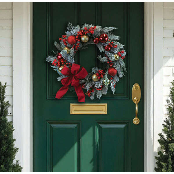 24" Holiday Splendor Red And Gold Aspen Wreath