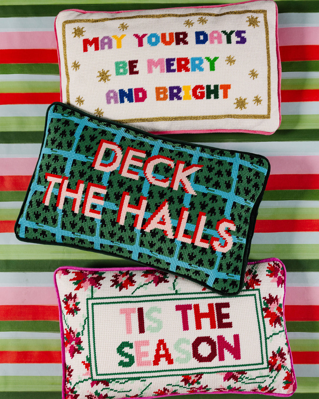 Deck the Halls Needlepoint Pillow