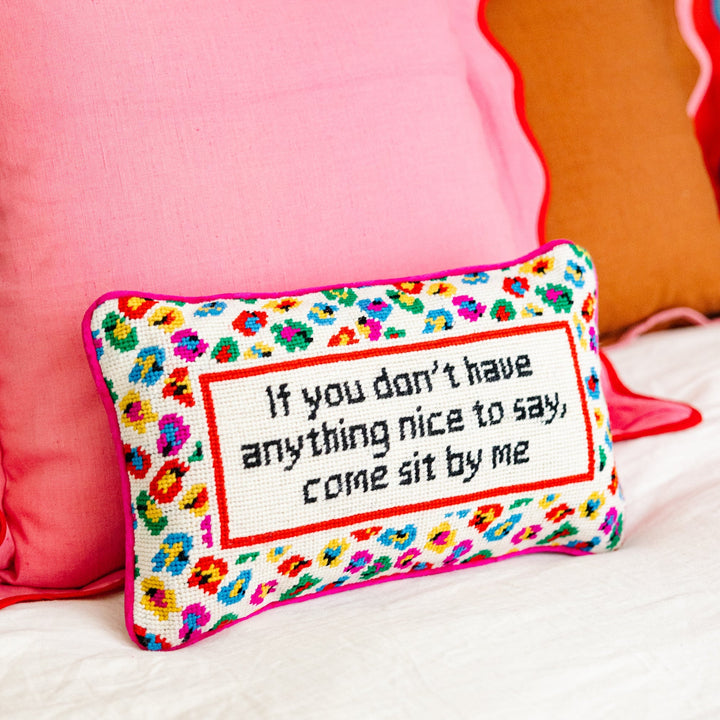 Come Sit By Me Needlepoint Pillow