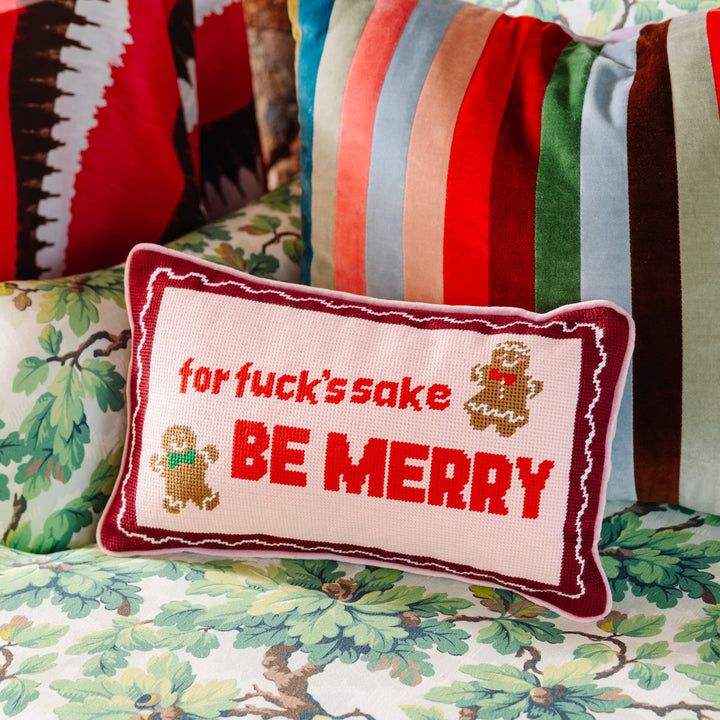 Be Merry Needlepoint Pillow