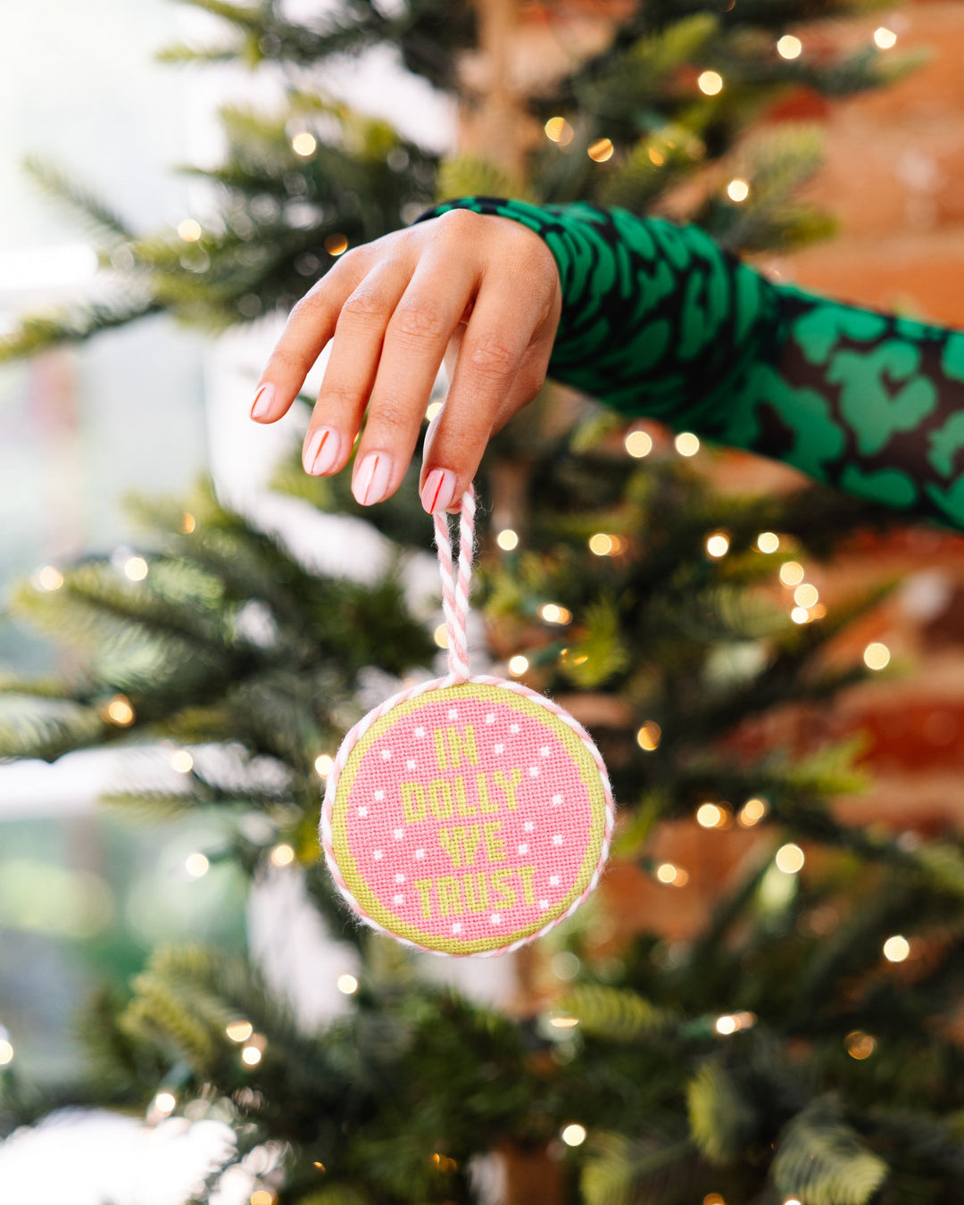 Needlepoint Ornament - In Dolly We Trust