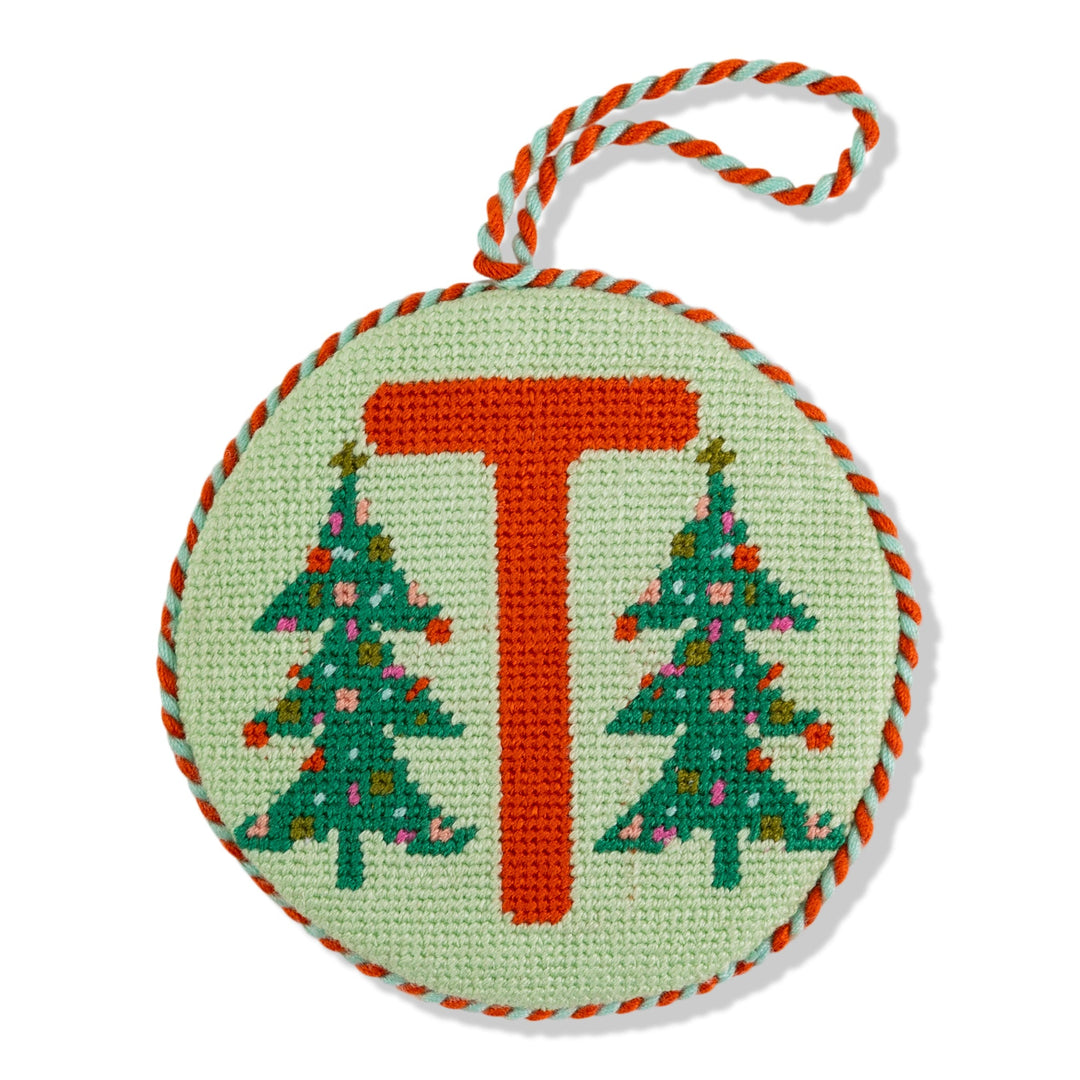 Needlepoint Monogram Ornament - T