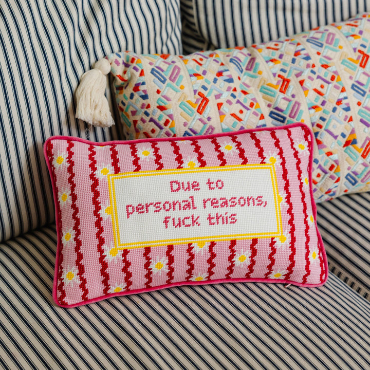 F This Needlepoint Pillow