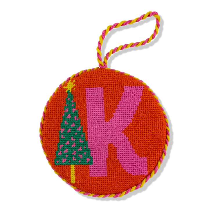 Needlepoint Monogram Ornament - K