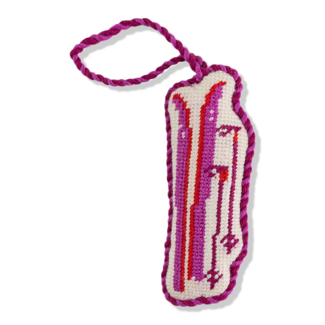 Needlepoint Icon Ornament - Skis