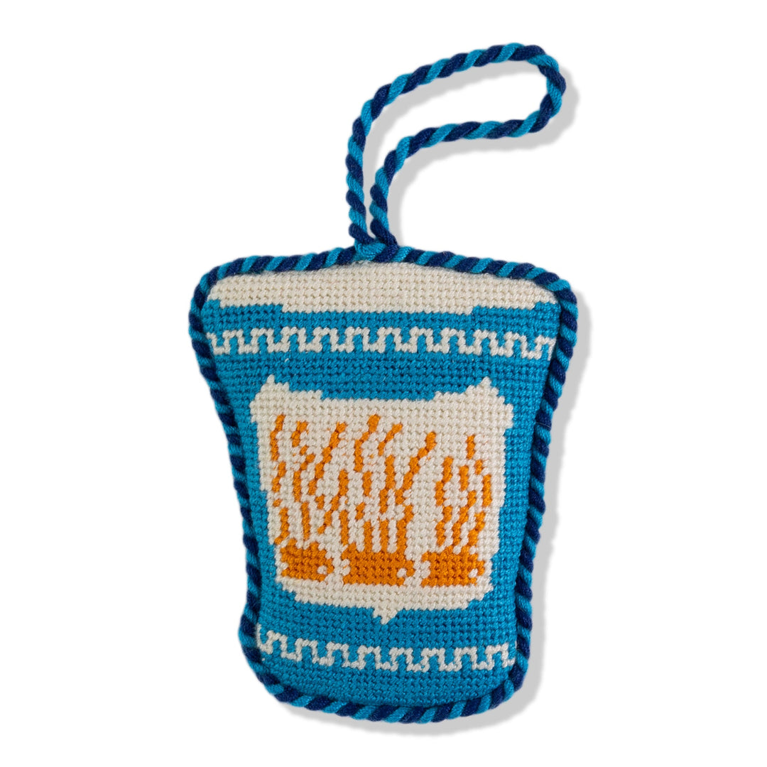 Needlepoint Icon Ornament - Coffee Cup