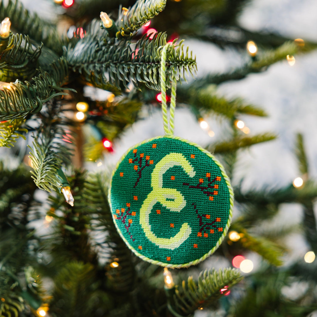 Needlepoint Monogram Ornament - E