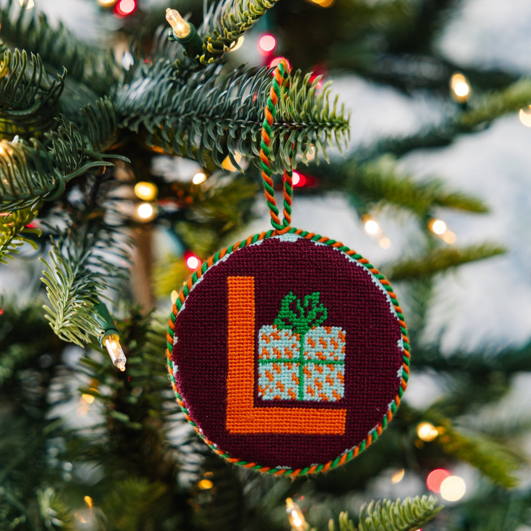 Needlepoint Monogram Ornament - L