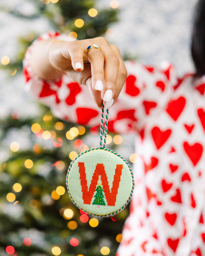 Needlepoint Monogram Ornament - W
