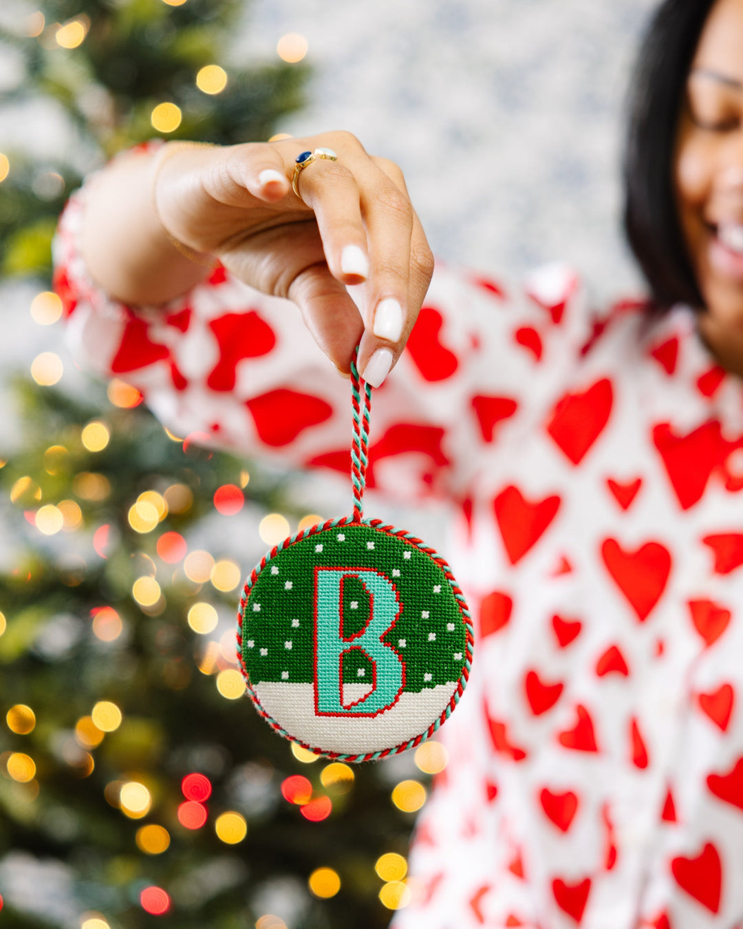 Needlepoint Monogram Ornament - B