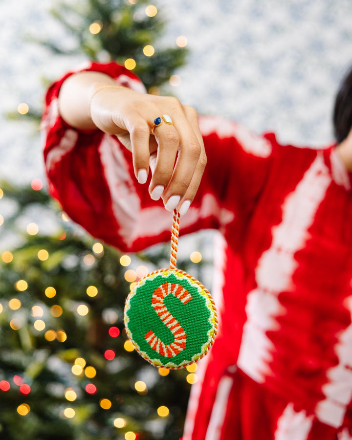 Needlepoint Monogram Ornament - S