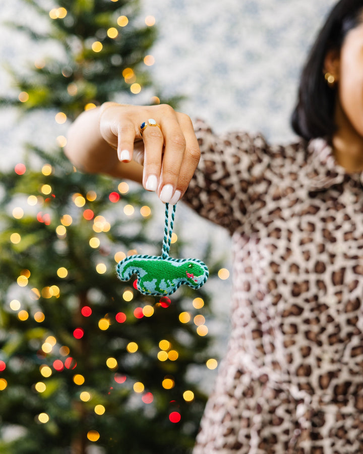 Needlepoint Icon Ornament - Dinosaur