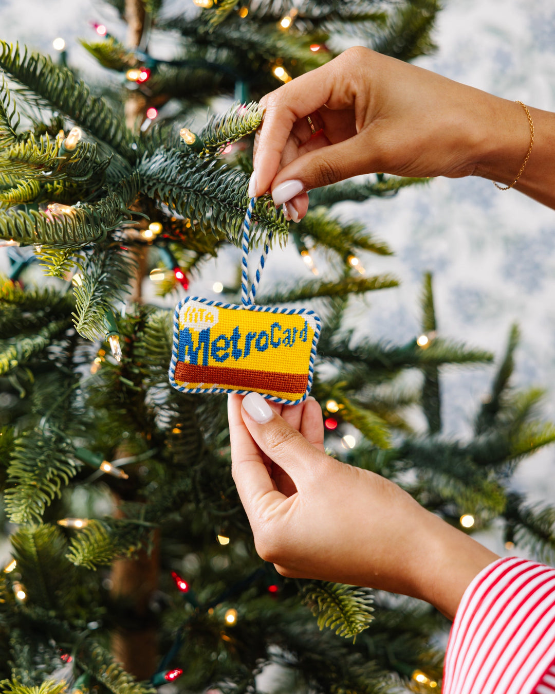 Needlepoint Icon Ornament - Metro Card