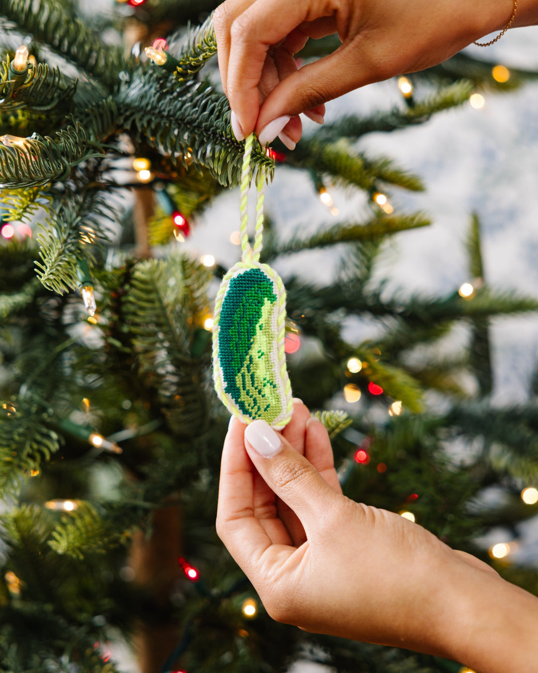 Needlepoint Icon Ornament - Pickle