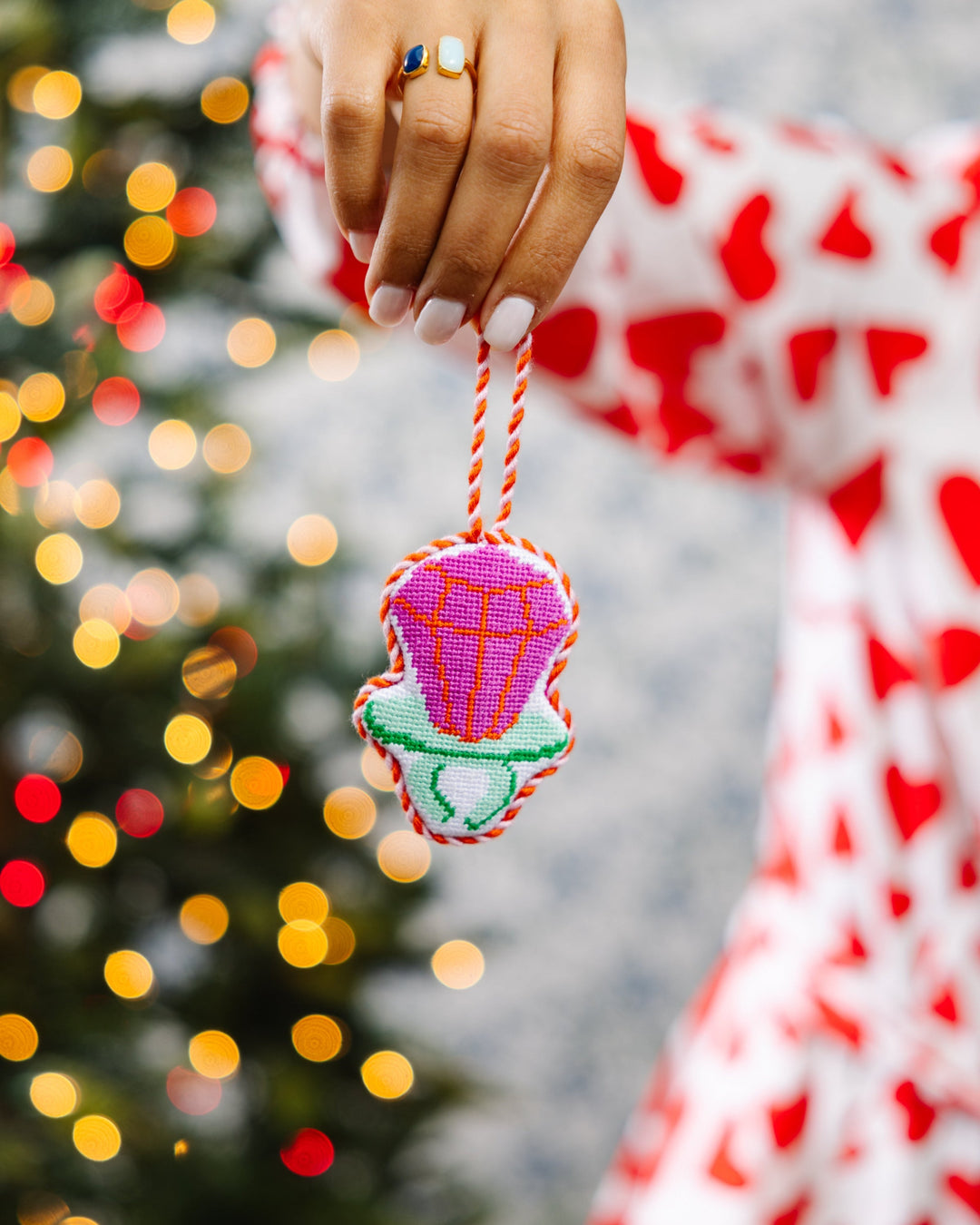 Needlepoint Icon Ornament - Ring Pop