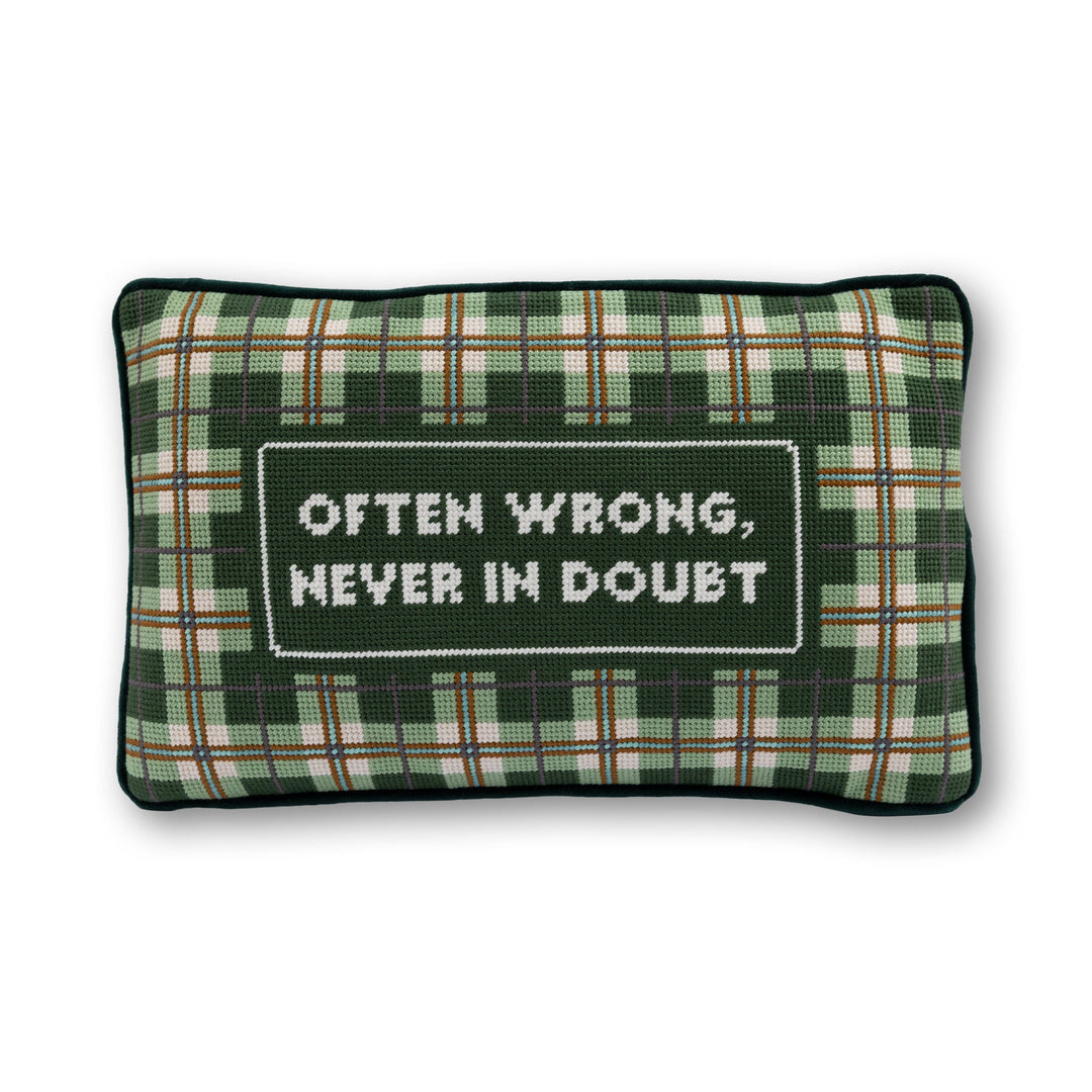 Often Wrong Needlepoint Pillow