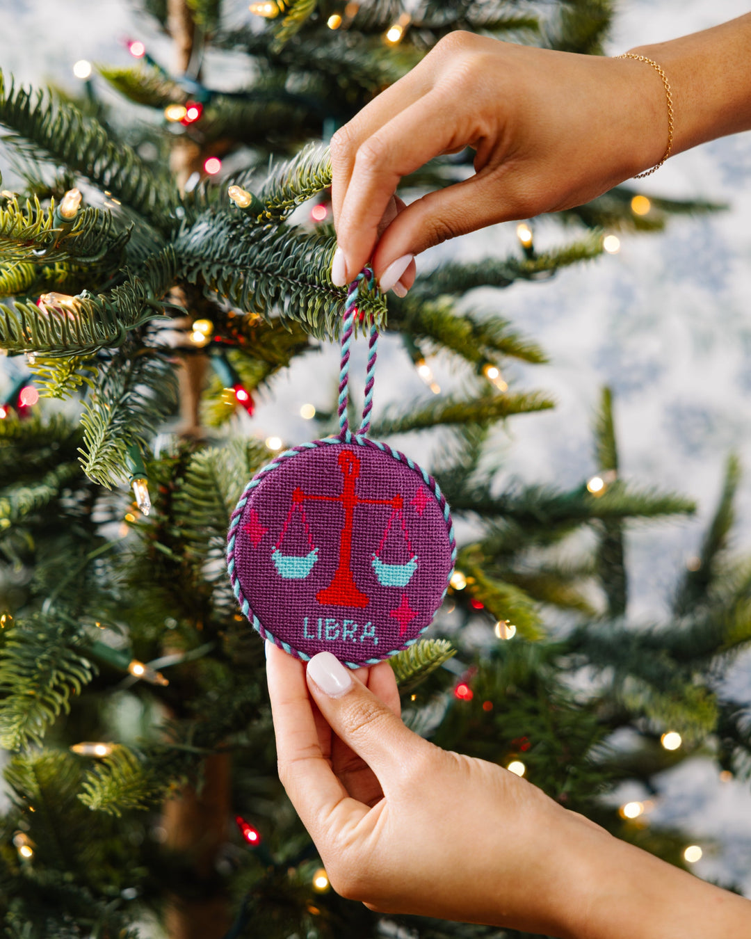 Needlepoint Zodiac Ornament - Libra