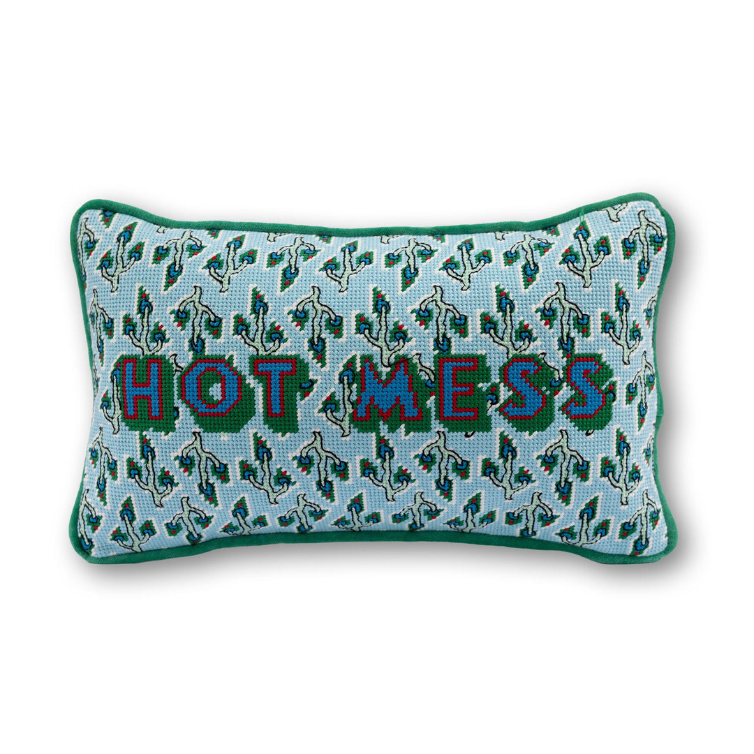 Hot Mess Needlepoint Pillow