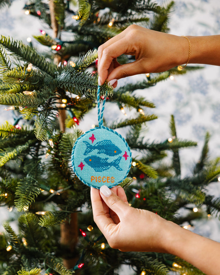 Needlepoint Zodiac Ornament - Pisces