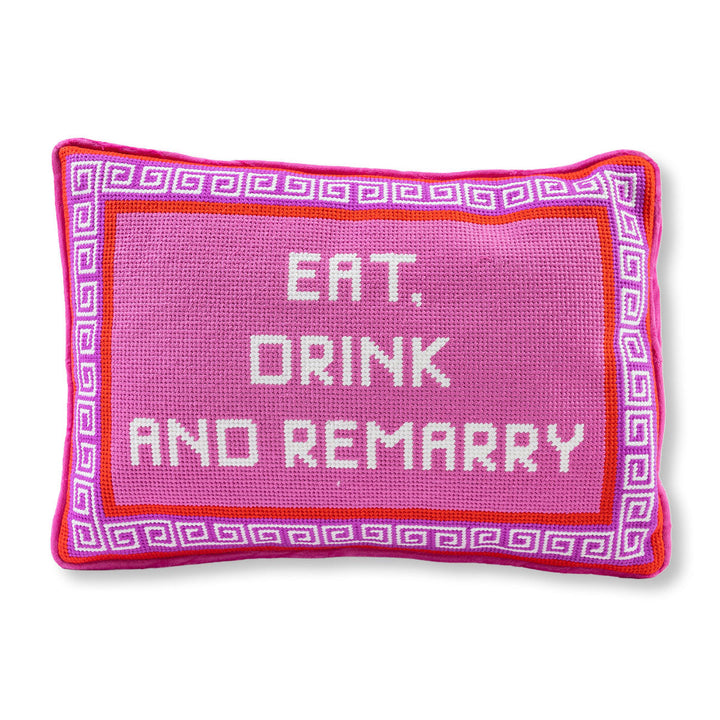 Eat Drink Remarry Needlepoint Pillow