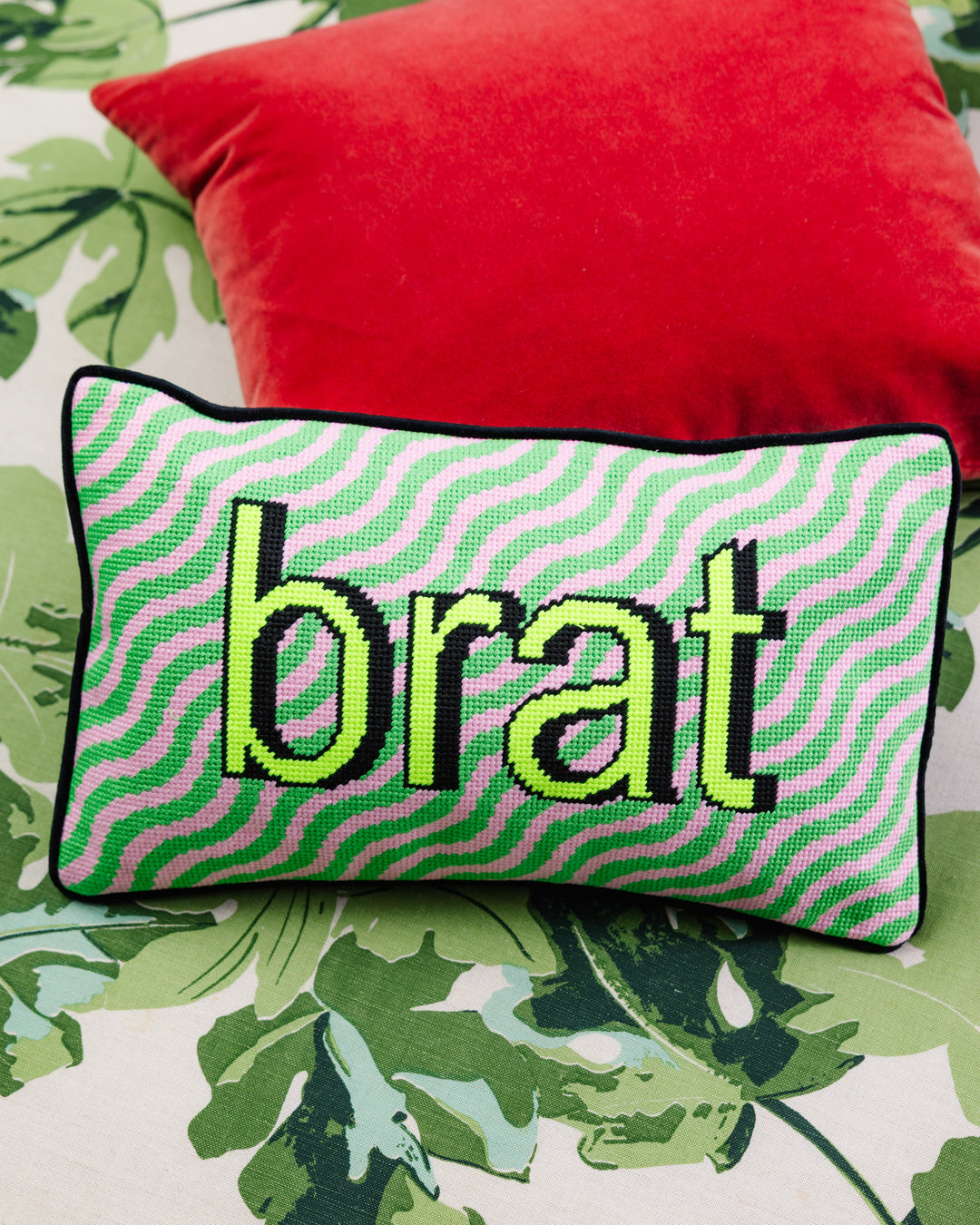 Brat Needlepoint Pillow