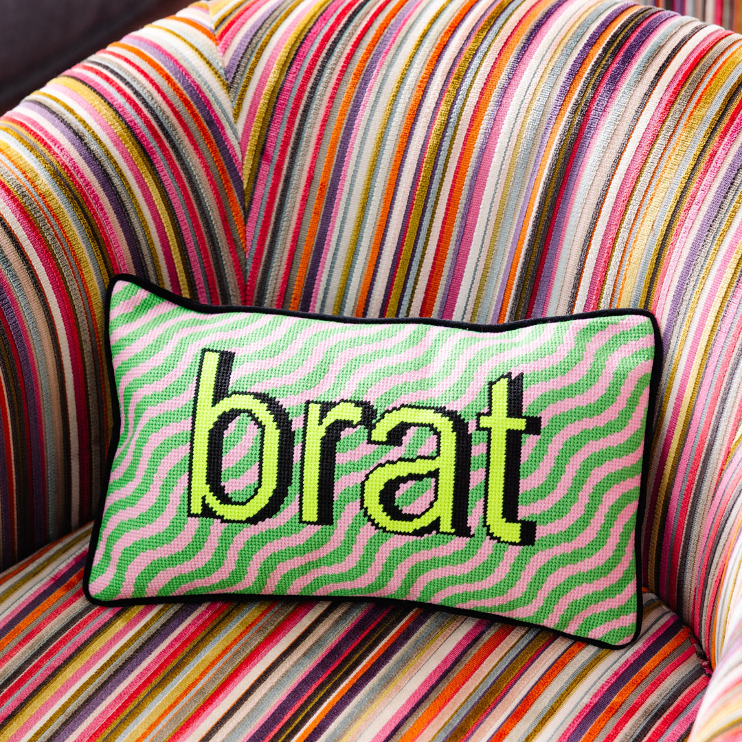 Brat Needlepoint Pillow