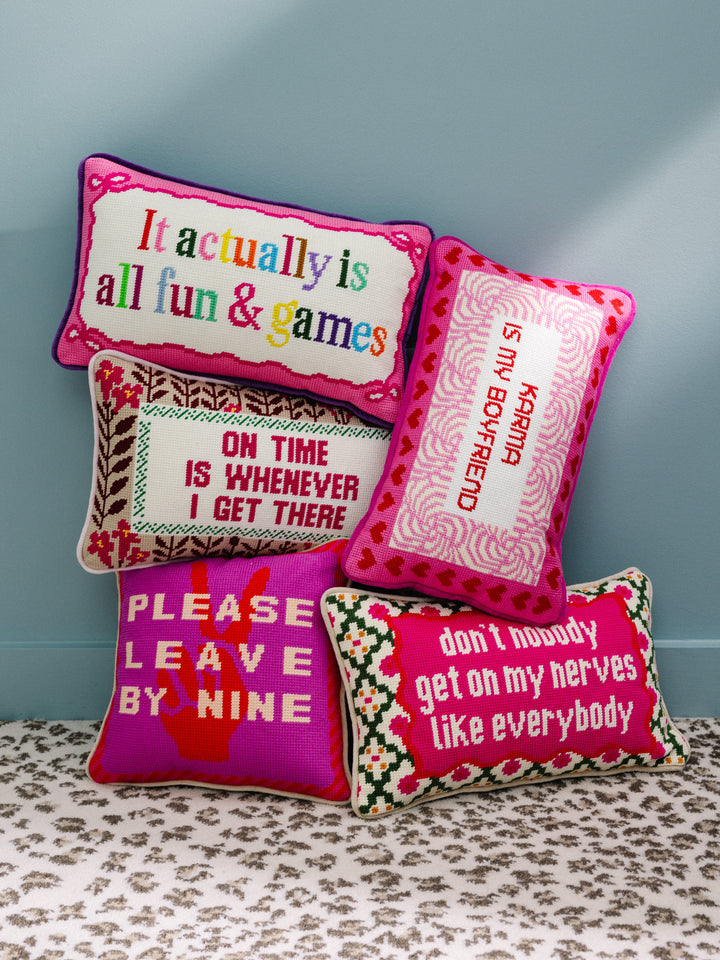 Fun And Games Needlepoint Pillow