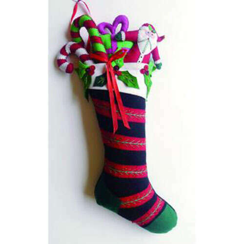 25" Black Stocking w/Santa & Gifts Decor – view 2