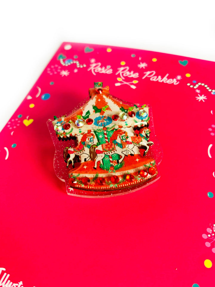 Christmas Carousel Brooch by Rosie Rose Parker