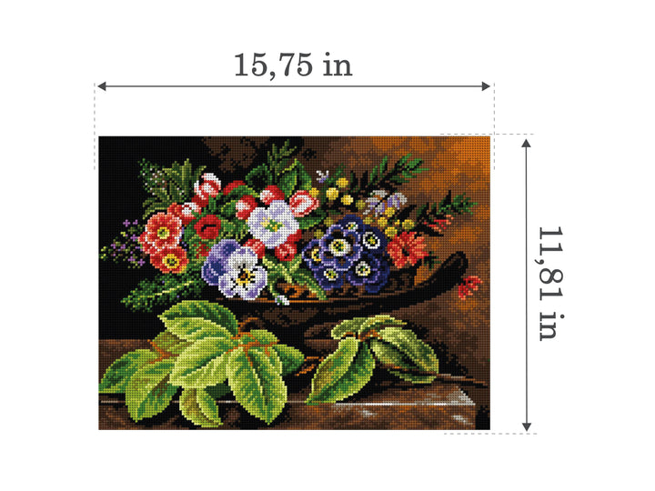 Gobelin canvas for halfstitch without yarn after Johan Laurentz Jensen- Still Life with Flowers 2571J