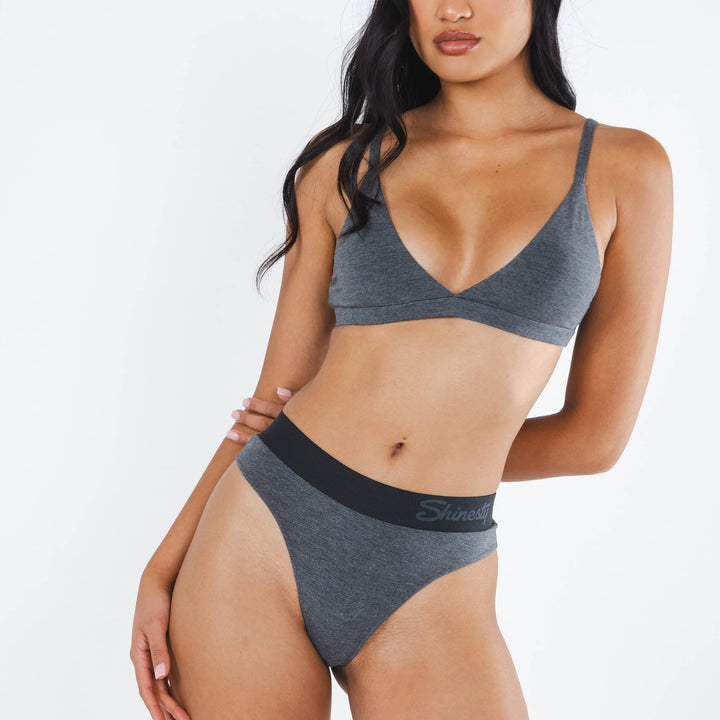 The Basalt | Heather Charcoal Thong Underwear with Waistband