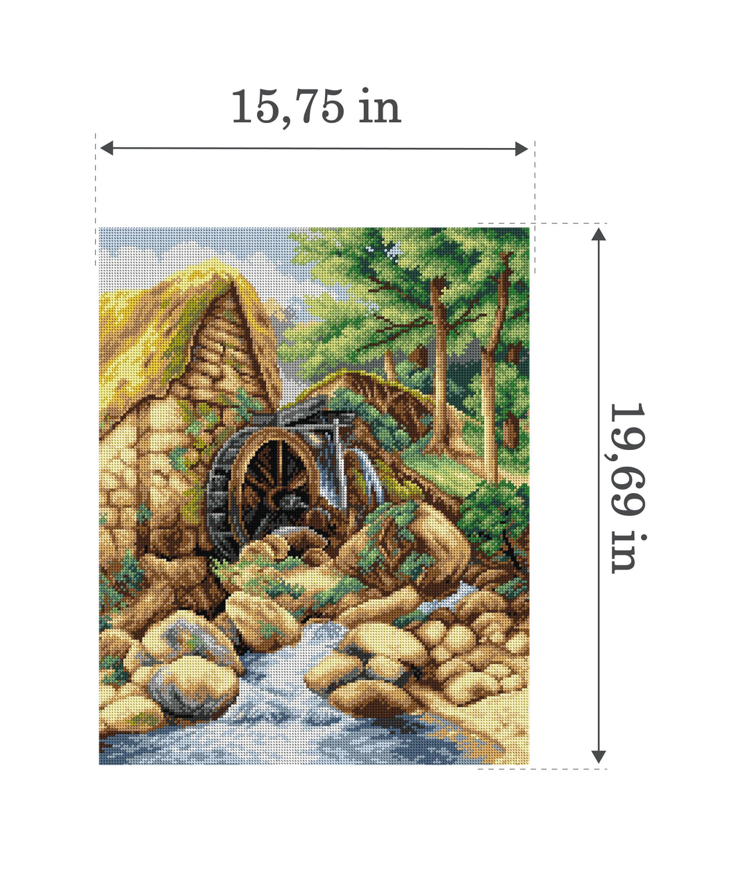 Gobelin canvas for halfstitch without yarn after Myles Birket Foster - An Old Water Mill 2672M