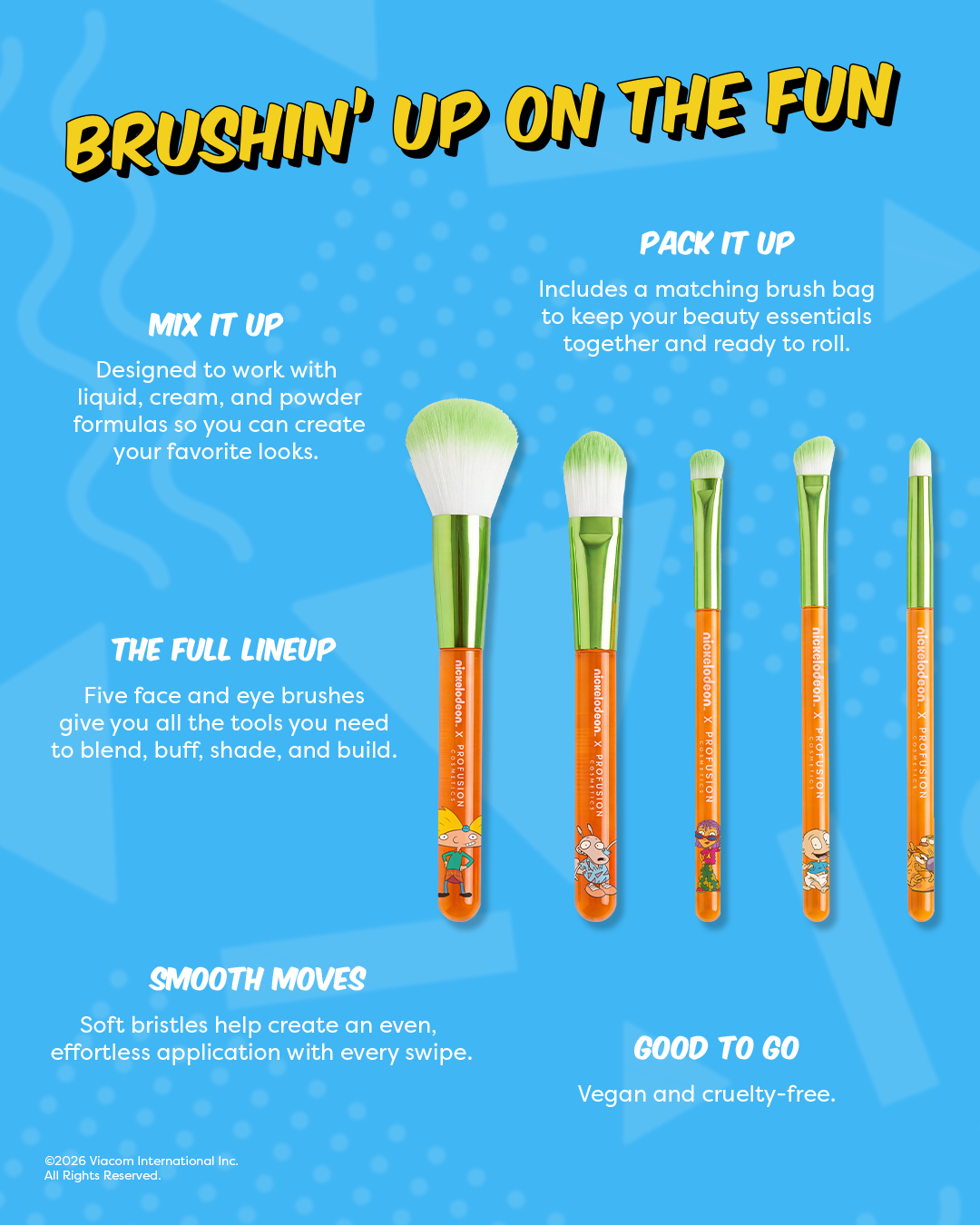 Nick 90s | 5 PC Brush Set with Cosmetic Bag