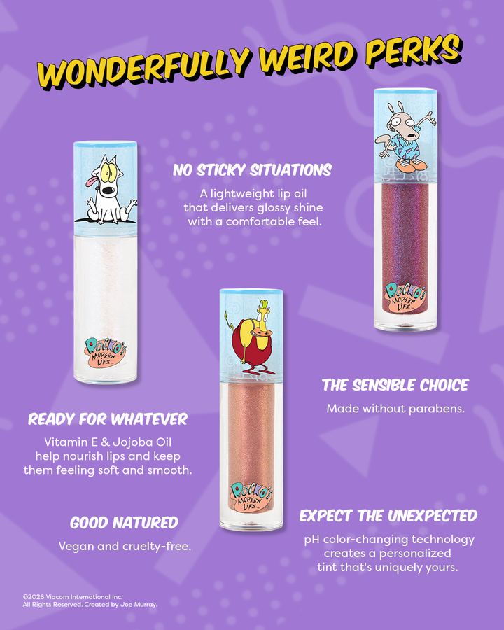 Rocko's Modern Life | Oh Snap! 3 PC Shimmer Lip Oil with Cosmetic Bag