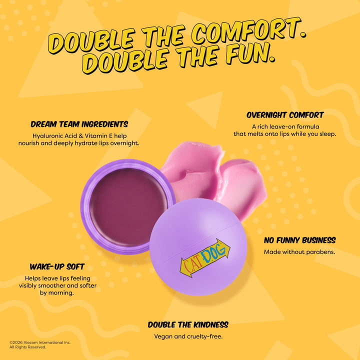 Cat Dog | Double-Sided Snooze - Nourishing Lip Mask & Headband Set
