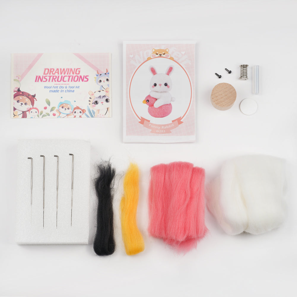 Rabbit Needle Felting Kit. Wizardi DIY Wool Craft Kit F07N8-W283