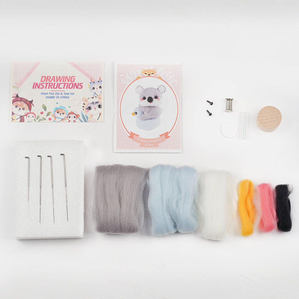 Koala Needle Felting Kit. Wizardi DIY Wool Craft Kit F07N8-W284