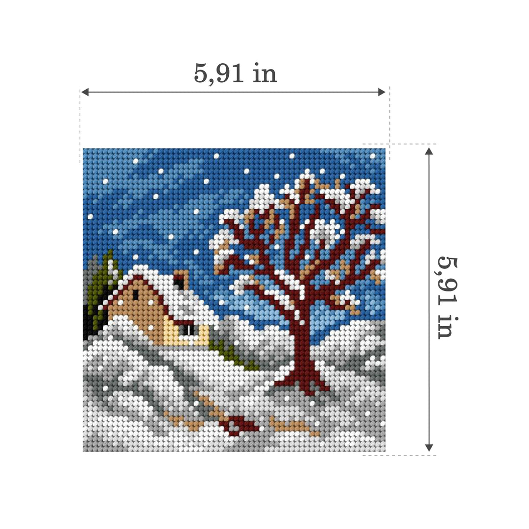 Needlepoint canvas for halfstitch without yarn Four Seasons - Winter 2844D - Printed Tapestry Canvas