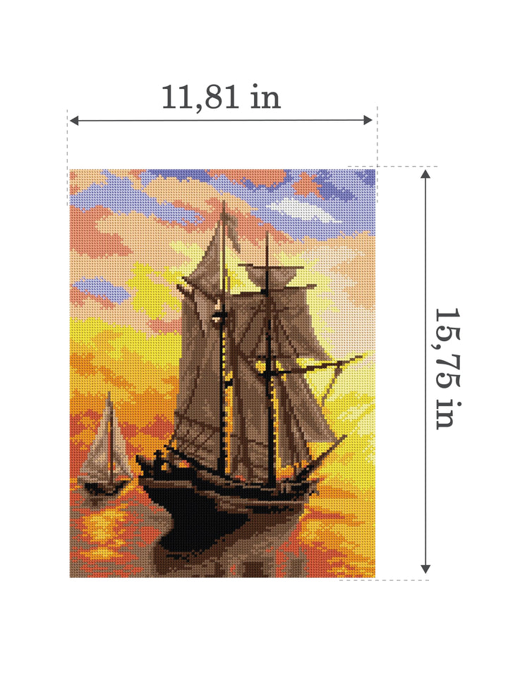 Gobelin canvas for halfstitch without yarn after William Bradford - Sunset in Fundy Bay (fragment) 2849J