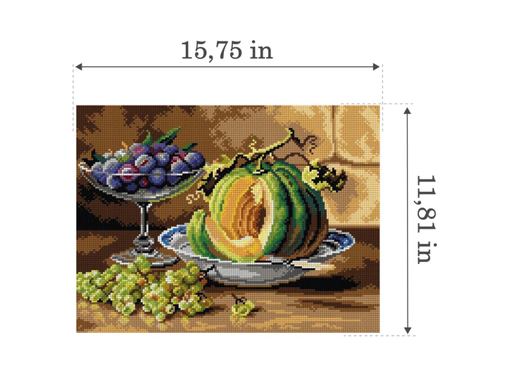 Gobelin canvas for halfstitch without yarn after Louis Letsch - Still Life Pumpkins